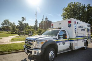 Medic Truck 2 outside the county building